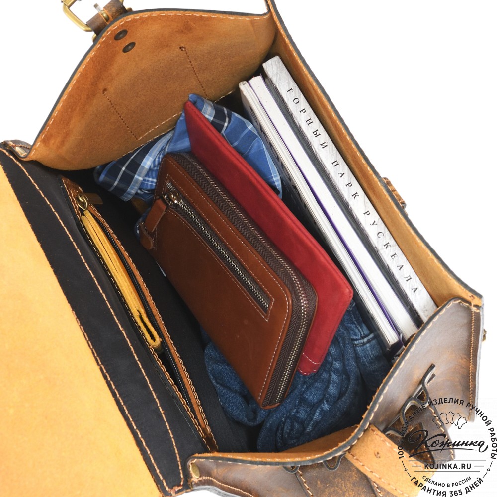 Мужской кожаный рюкзак "Байкер" (рыжее старение)